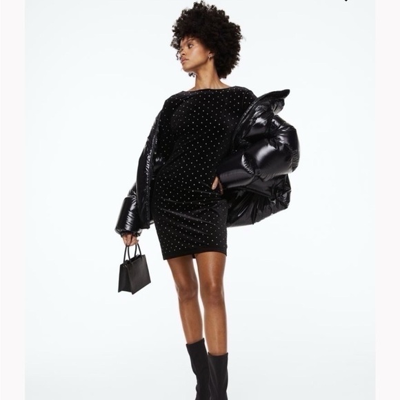 H&M Long Sleeve Bodycon Dress Black Rhinestone - Picture 3 of 7